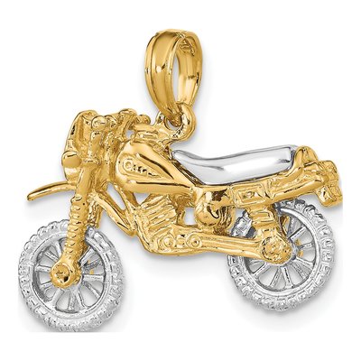 14K Two-Tone Gold 3-D Moveable Dirt Bike Motorcycle Charm – view 6