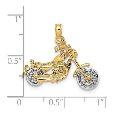 14K Two-Tone Gold Motorcycle Charm, Moveable Wheels – view 4