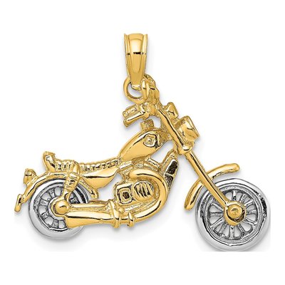 14K Two-Tone Gold Motorcycle Charm