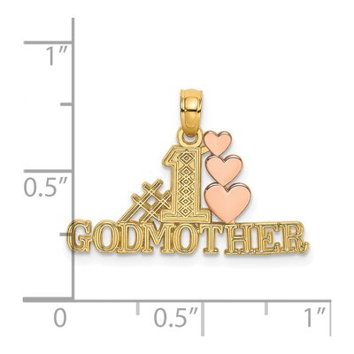 14K Two-Tone Gold Godmother Hearts Number 1 Pendant – view 4
