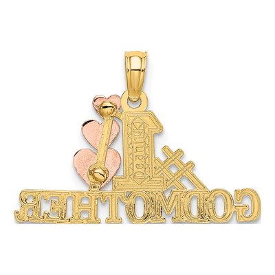 14K Two-Tone Gold Godmother Hearts Number 1 Pendant – view 5