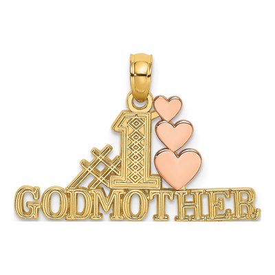 14K Two-Tone Gold Godmother Hearts Number 1 Pendant