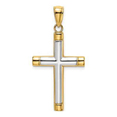 14K Yellow Gold Tubular Cross Pendant