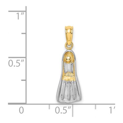 14K Yellow Gold 3D Scuba Flipper Charm – view 4