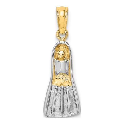 14K Yellow Gold 3D Scuba Flipper Charm