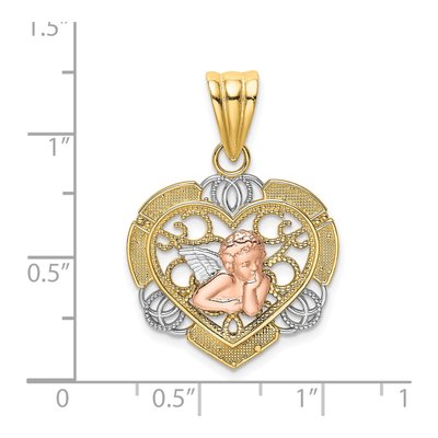 14K Two-Tone Gold Angel Heart Pendant – view 4
