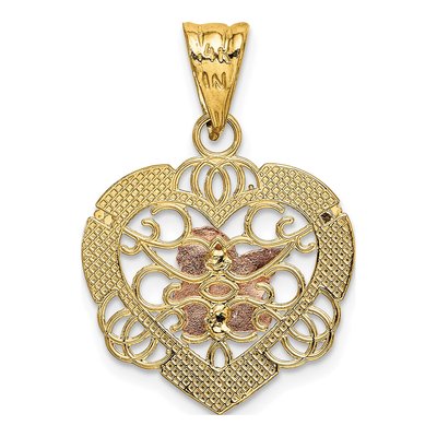 14K Two-Tone Gold Angel Heart Pendant – view 5