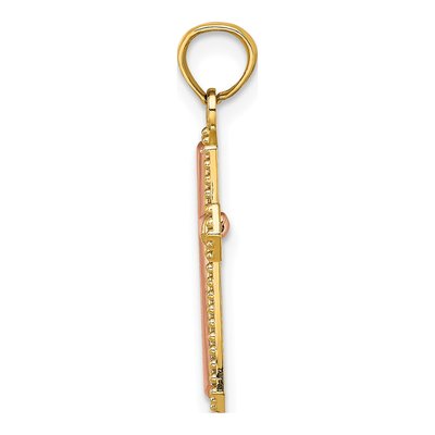 14K Two-Tone Gold Beaded Cross Pendant – view 3