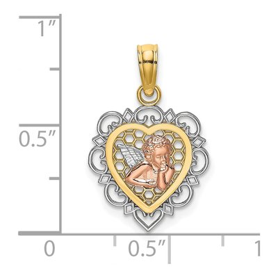 14K Two-Tone Gold Angel Heart Charm – view 4