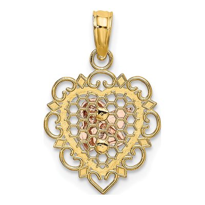 14K Two-Tone Gold Angel Heart Charm – view 5