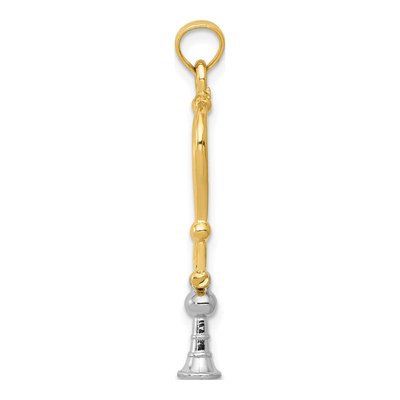 14K Two-Tone Gold 3-D Stethoscope Pendant – view 3