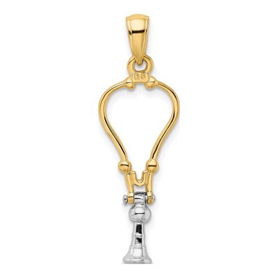 14K Two-Tone Gold 3-D Stethoscope Pendant – view 4