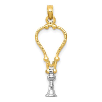 14K Two-Tone Gold 3-D Stethoscope Pendant