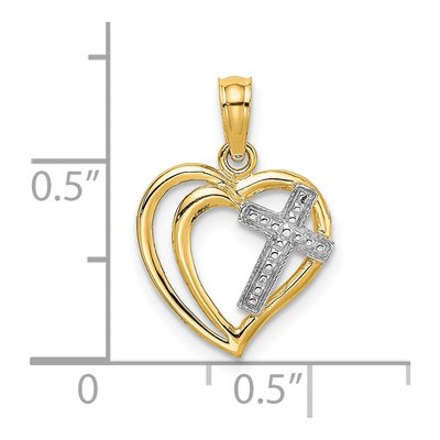 14K Yellow Gold Cross Heart Charm – view 4