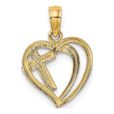 14K Yellow Gold Cross Heart Charm – view 5