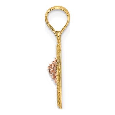 14K Two-Tone Gold Flower Heart Charm – view 3
