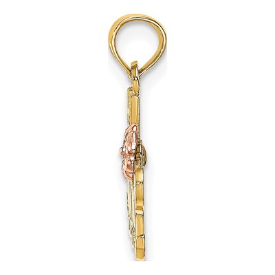 14K Two-Tone Gold MOM Script Flower Number 1 Charm – view 3