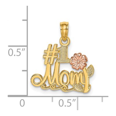 14K Two-Tone Gold MOM Script Flower Number 1 Charm – view 4