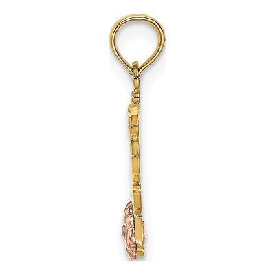 14K Two-Tone Gold MOM Script Flower Pendant – view 3