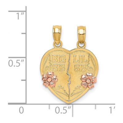 14K Two-Tone Gold Big Sis Lil Heart Set Charm – view 4