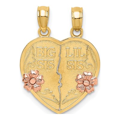 14K Two-Tone Gold Big Sis Lil Heart Set Charm