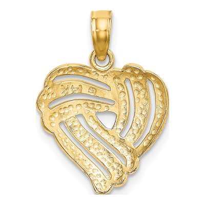 14K Yellow Gold Textured Heart Charm – view 5