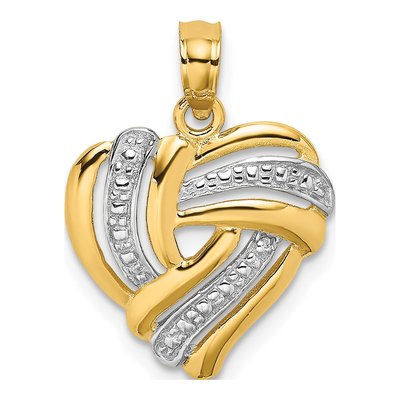 14K Yellow Gold Textured Heart Charm