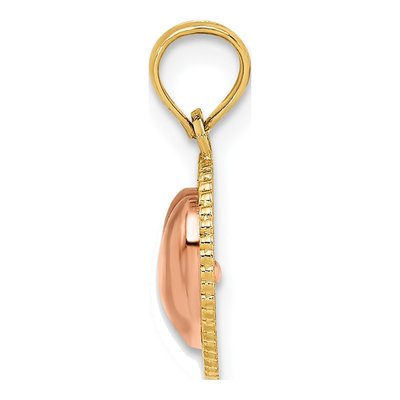 14K Two-Tone Gold Beaded Heart Pendant – view 3