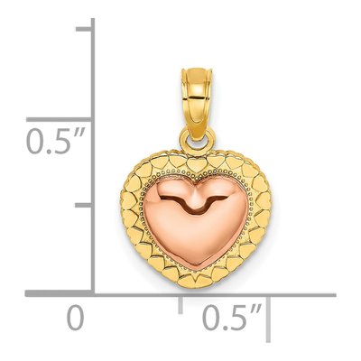 14K Two-Tone Gold Beaded Heart Pendant – view 4