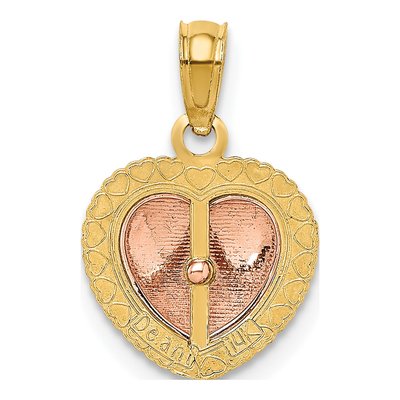 14K Two-Tone Gold Beaded Heart Pendant – view 5