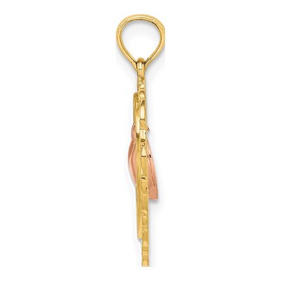 14K Two-Tone Gold Dangling Heart Charm – view 3