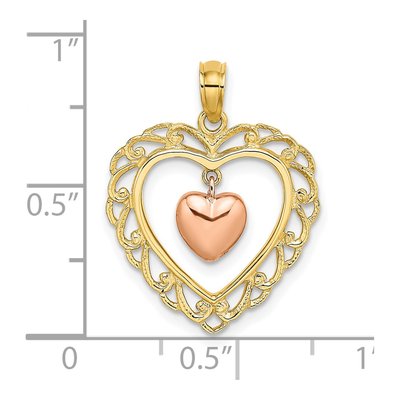 14K Two-Tone Gold Dangling Heart Charm – view 4