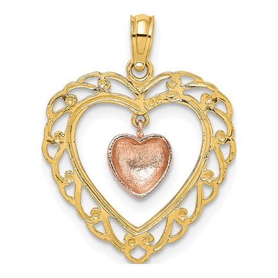 14K Two-Tone Gold Dangling Heart Charm – view 5
