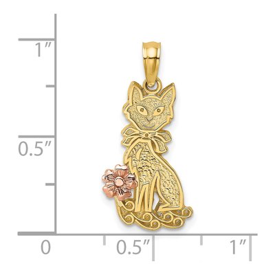 14K Two-Tone Gold Sitting Cat Pendant – view 4
