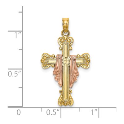 14K Two-Tone Gold Cross Charm – view 3