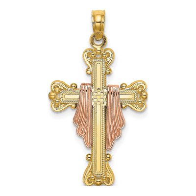 14K Two-Tone Gold Cross Charm