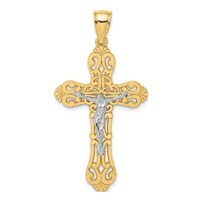 14K Two-Tone Gold Crucifix Charm