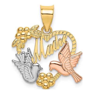 14K Two-Tone Gold Madre Heart Charm