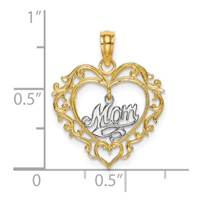 14K Two-Tone Gold MOM Heart Pendant – view 4