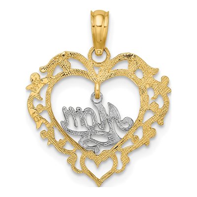 14K Two-Tone Gold MOM Heart Pendant – view 5