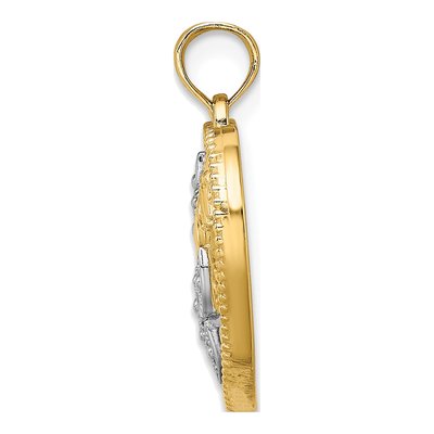 14K Yellow Gold Textured Heart MOM Pendant – view 3