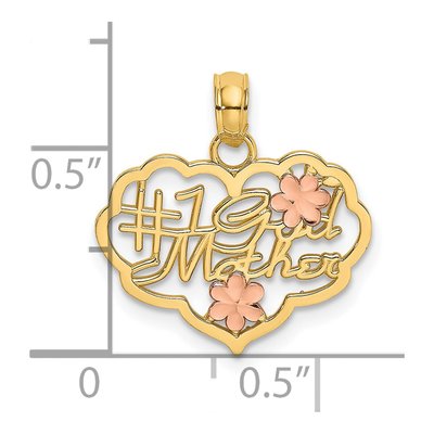 14K Two-Tone Gold Godmother Heart Number 1 Charm – view 4