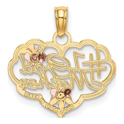 14K Two-Tone Gold Godmother Heart Number 1 Charm – view 5