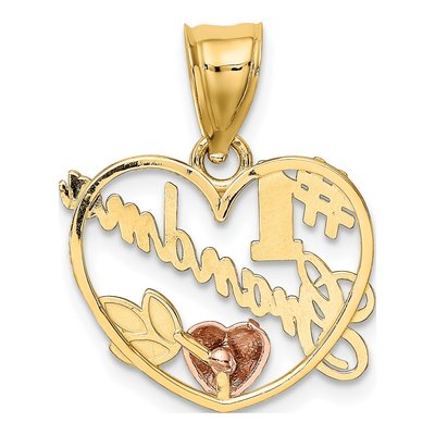 14K Two-Tone Gold Grandma Heart Frame Number 1 Charm – view 5