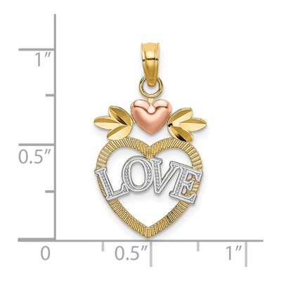 14K Two-Tone Gold LOVE Inside Heart Pendant – view 4