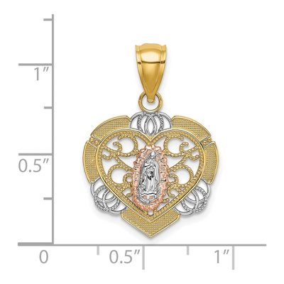 14K Two-Tone Gold Our of Guadalupe Heart Charm – view 4