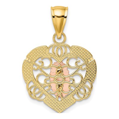 14K Two-Tone Gold Our of Guadalupe Heart Charm – view 5