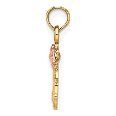 14k Two-Tone Gold Flower MOM Charm Pendant – view 3