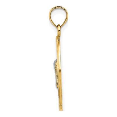 14K Yellow Gold Cherub Heart Oval Pendant – view 3