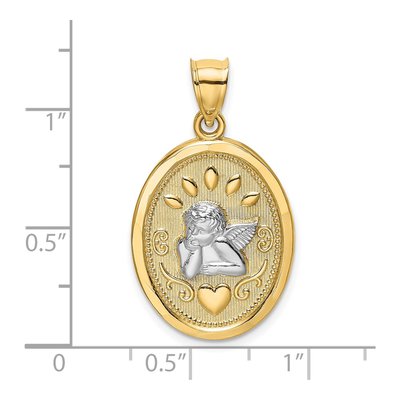 14K Yellow Gold Cherub Heart Oval Pendant – view 4